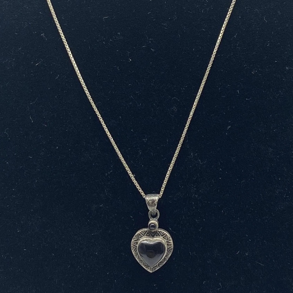 Silver Heart Pendant vintage  Necklace